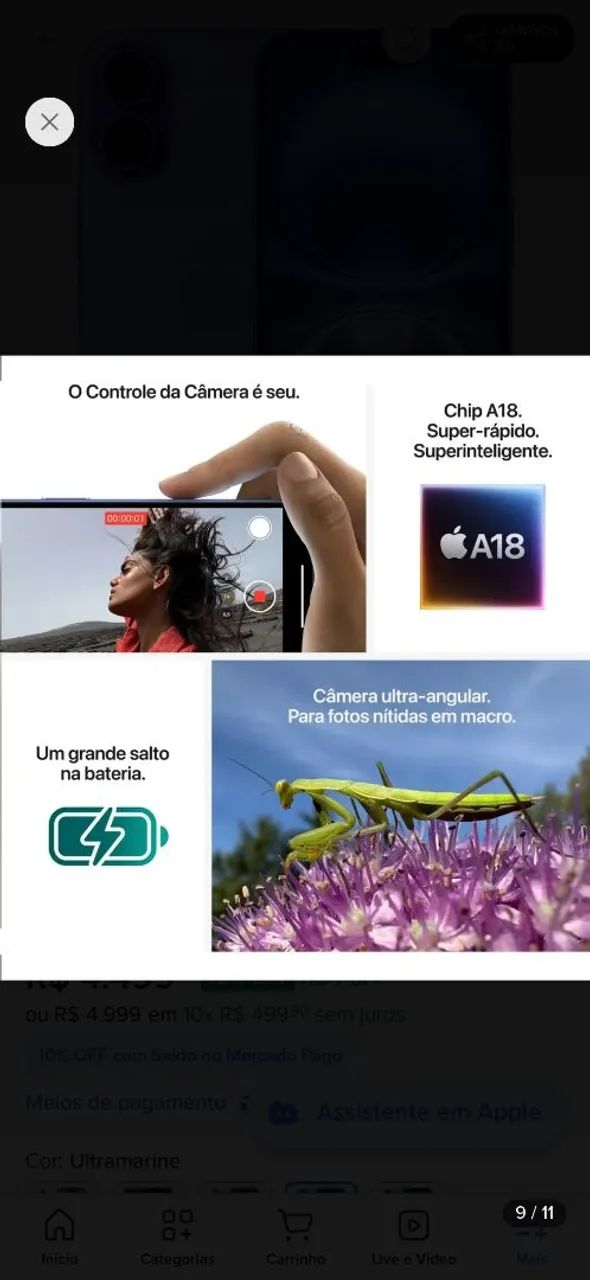 Apple iPhone 16 (128 GB) - Ultramarine - Distribuidor Autorizado - Foto 3