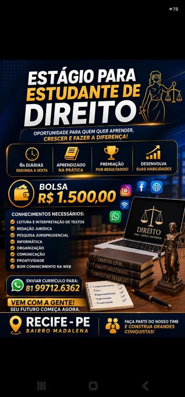 Estágio para estudante de direito 