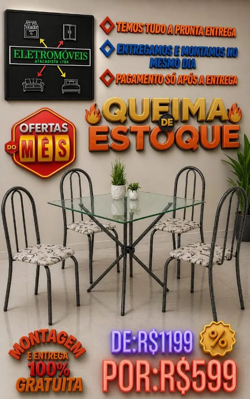 Conjunto de Mesa Com Cadeiras 