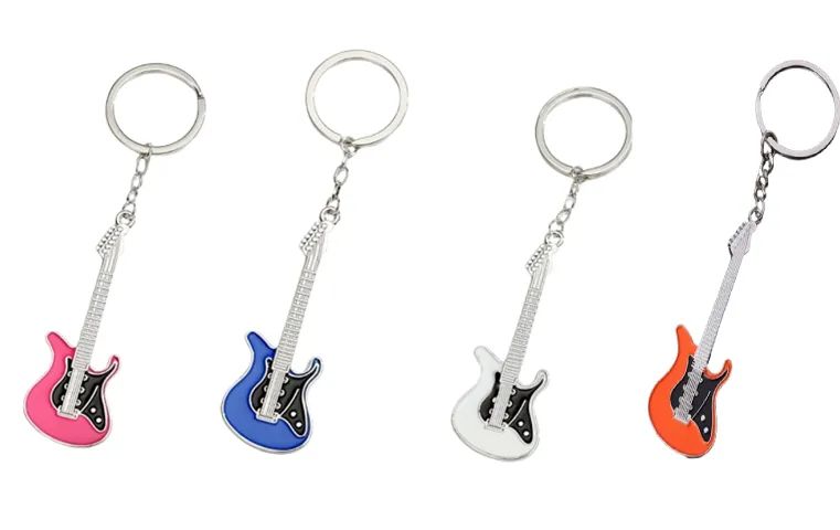 Chaveiro Mini Guitarra Modelo Strato Kit 4 Pçs Cores Metal