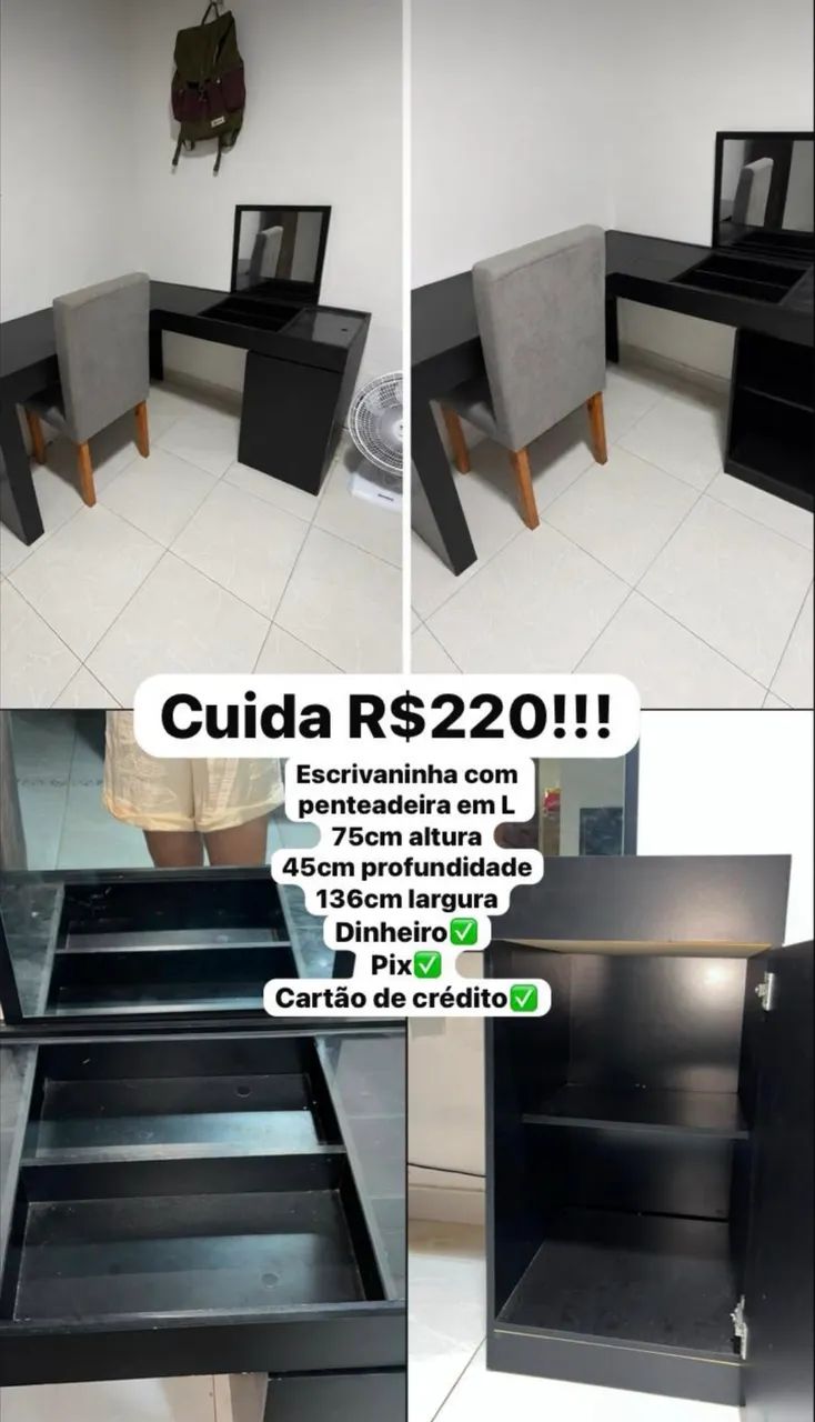 Escrivaninha e penteadeira em L