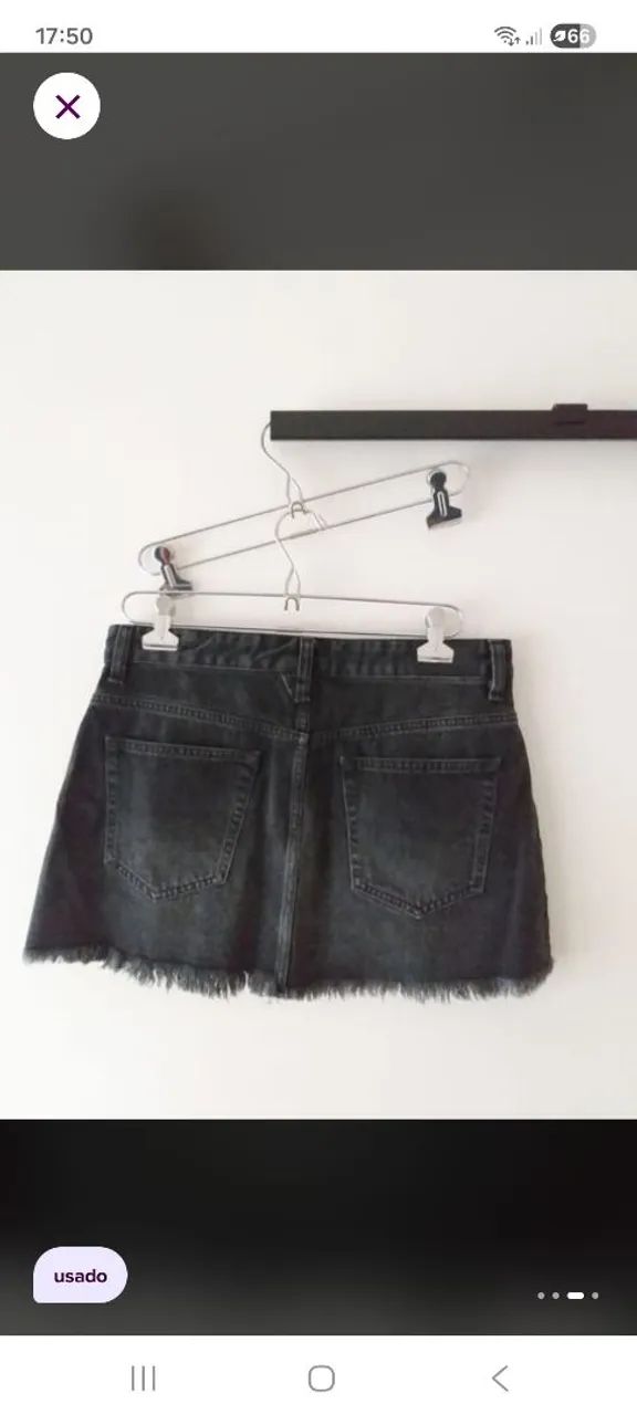 Saia Jeans Diesel Preta Estonada G  - Foto 2