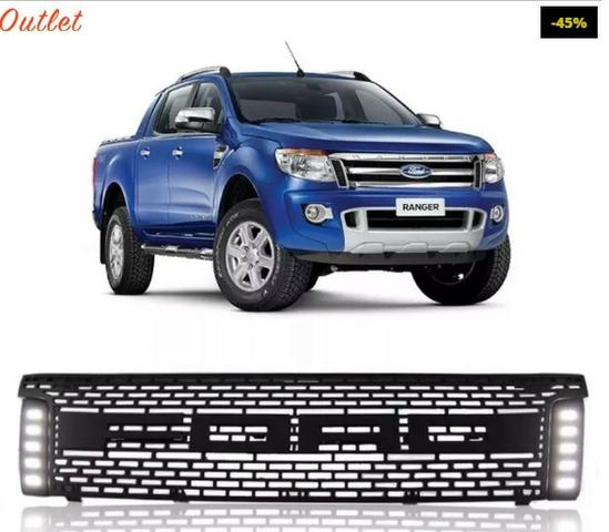 Grade dianteira ford ranger raptor 2012/2015 com led branco - letra preta - Foto 2