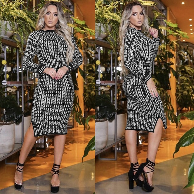 vestido modal manga longa