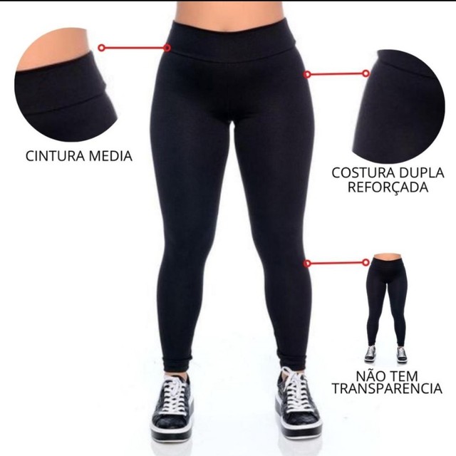 CALÇA LEGGING FEMININA PRETA E CINZA 
