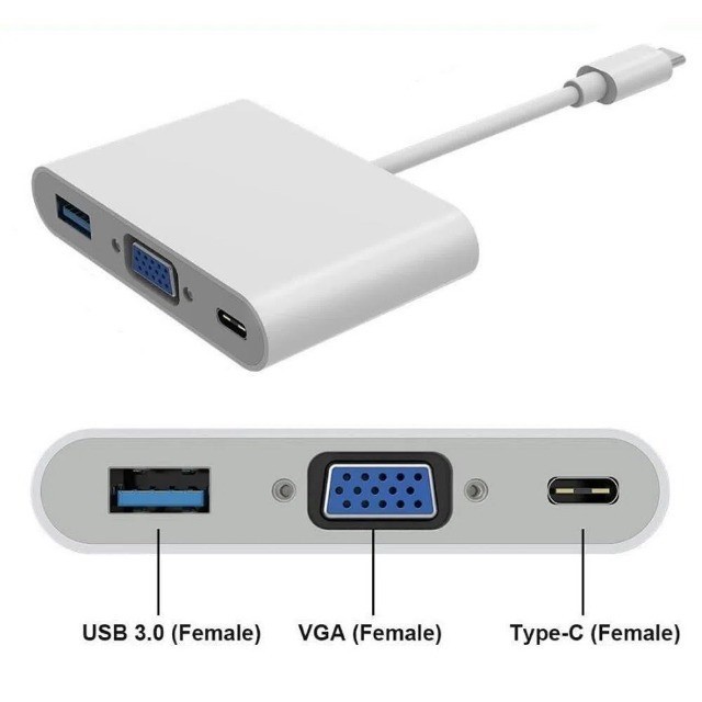 Cabo Adaptador Tipo C 3 em 1 Ubs-c VGA USB 3.0 LE-4119 - Foto 2