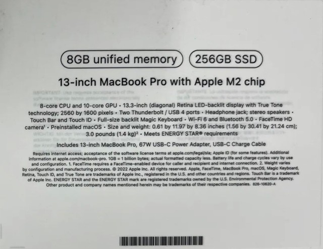  MacBook Pro M2 2022 13/ 8GB/256SSD Space Gray 