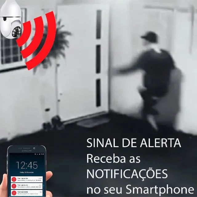 Câmera Wi-fi Tipo Lâmpada Sensor de Movimento Led Infravermelho Filma e Tira Fotos Movimen - Foto 3