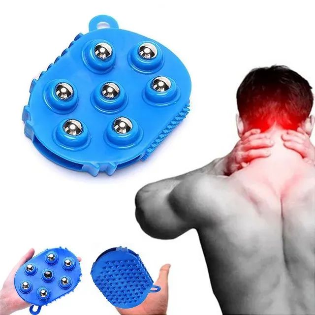 Luva Massageadora Corporal Manual Com 7 Esferas Azul Ou Vermelha - Foto 4