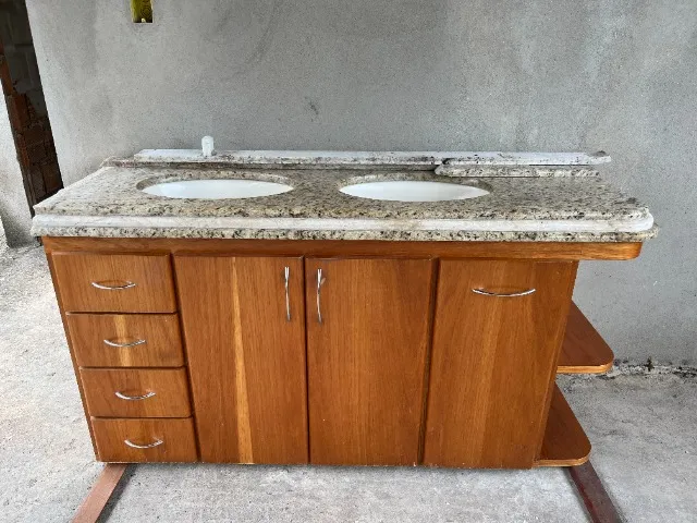 Bancada de duas cubas deca para banheiro 1,53 x 0,50 x 0,81