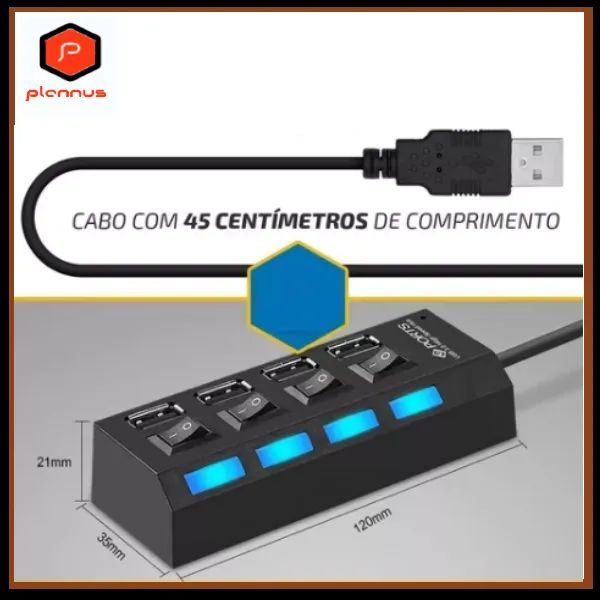 Hub 2.0 com 4 Portas Tv Pendrive Mouse Teclado Adaptador z462 - Foto 3