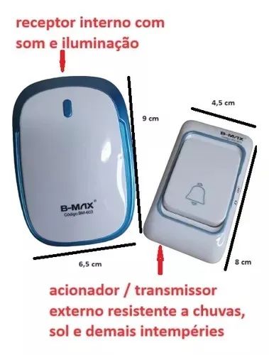 Campainha Residencial Wireless Sem Fio Resistente Água Wifi - Foto 3