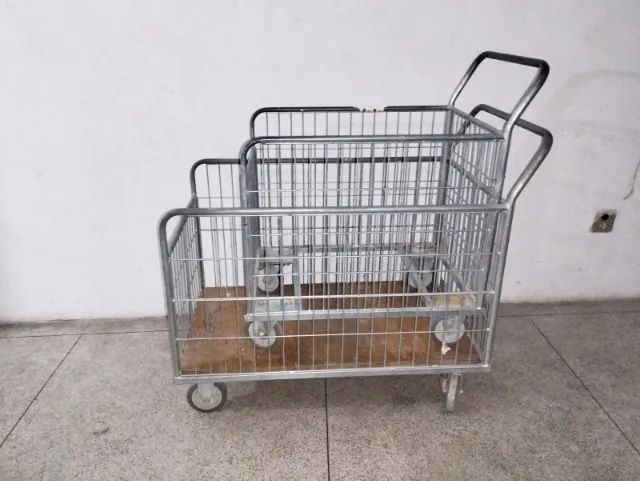 Carrinho de carga e descarga levar produtos em aco c rodas resistentes. kit 2 carrinhos  - Foto 6