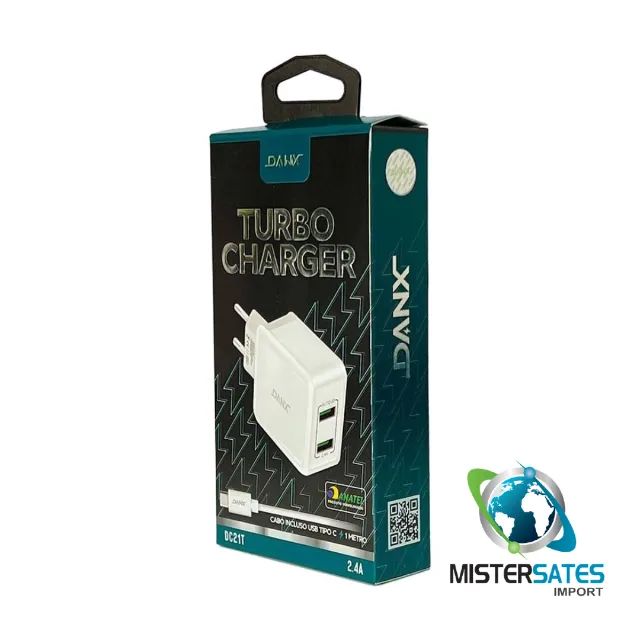 Carregador Duplo Turbo Charger 2.4A c/ Cabo Tipo-C Danx DC21T - COD 166 - Foto 3