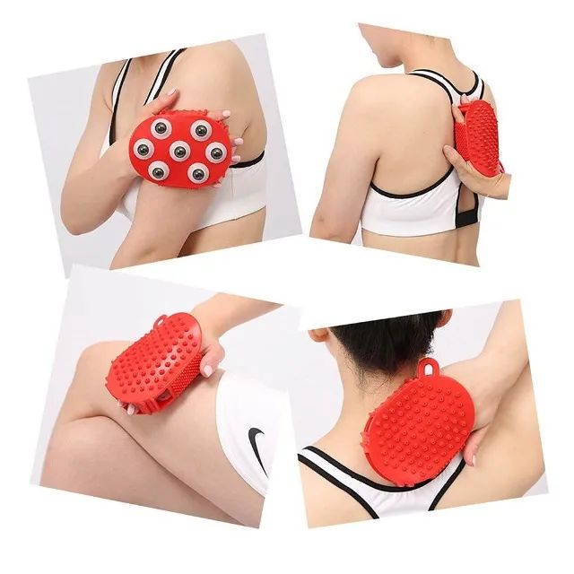 Luva Massageadora Corporal Manual Com 7 Esferas Azul Ou Vermelha - Foto 3