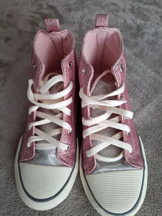 Tênis Infantil Glitter Rosa e Prata - Tamanho 32