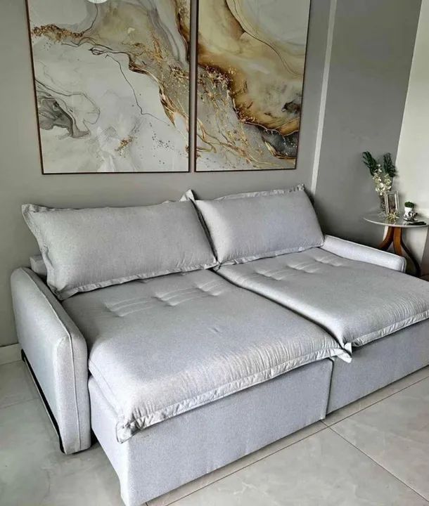 sofá cama casal linho bege[madri] - Foto 2