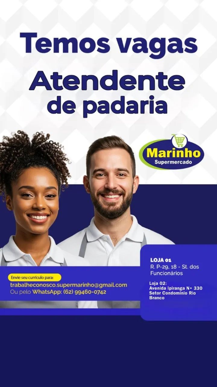 VAGA PARA ATENDENTE DE PADARIA