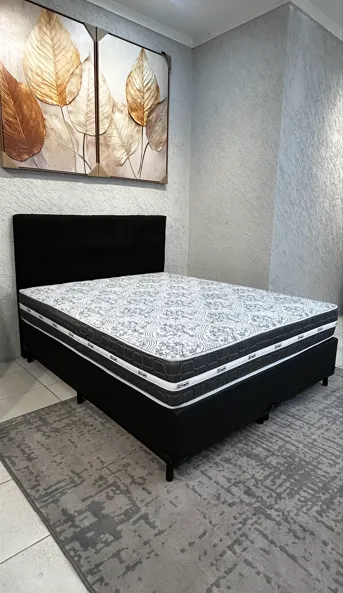 Cama Box Casal + Colchão D33 Molas Ensacadas 