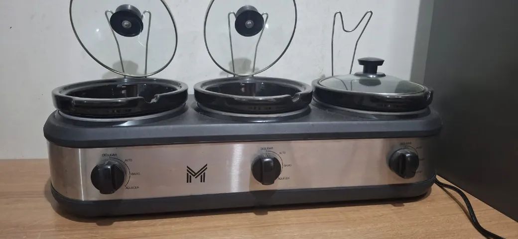 Rechaud Elétrico Members Triplo Buffet Slow Cooker 3 Panelas - Foto 4