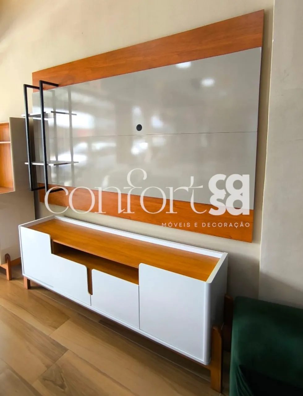 Painel + Rack em Madeira e MDF para TV de 60 polegadas - Frete grátis!