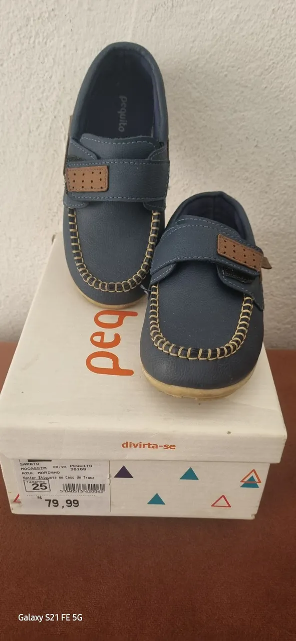 Sapato Mocassim Azul Marinho tam 25 - Peqito