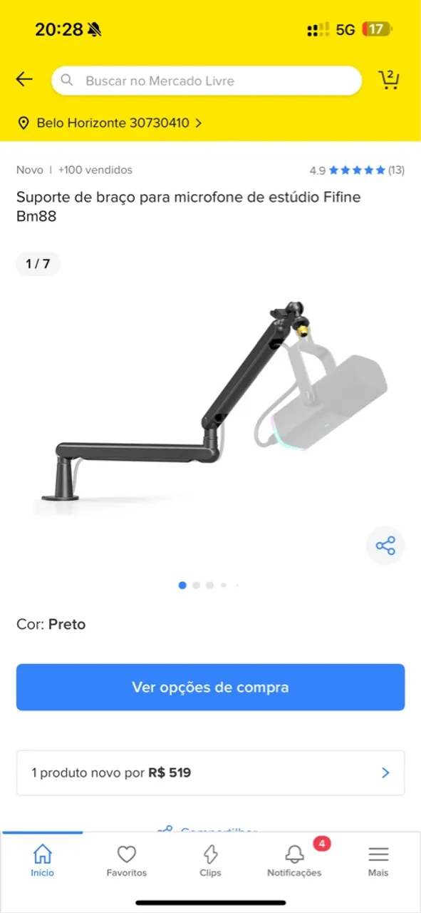Suporte de Braço para Microfone Fifine Bm88