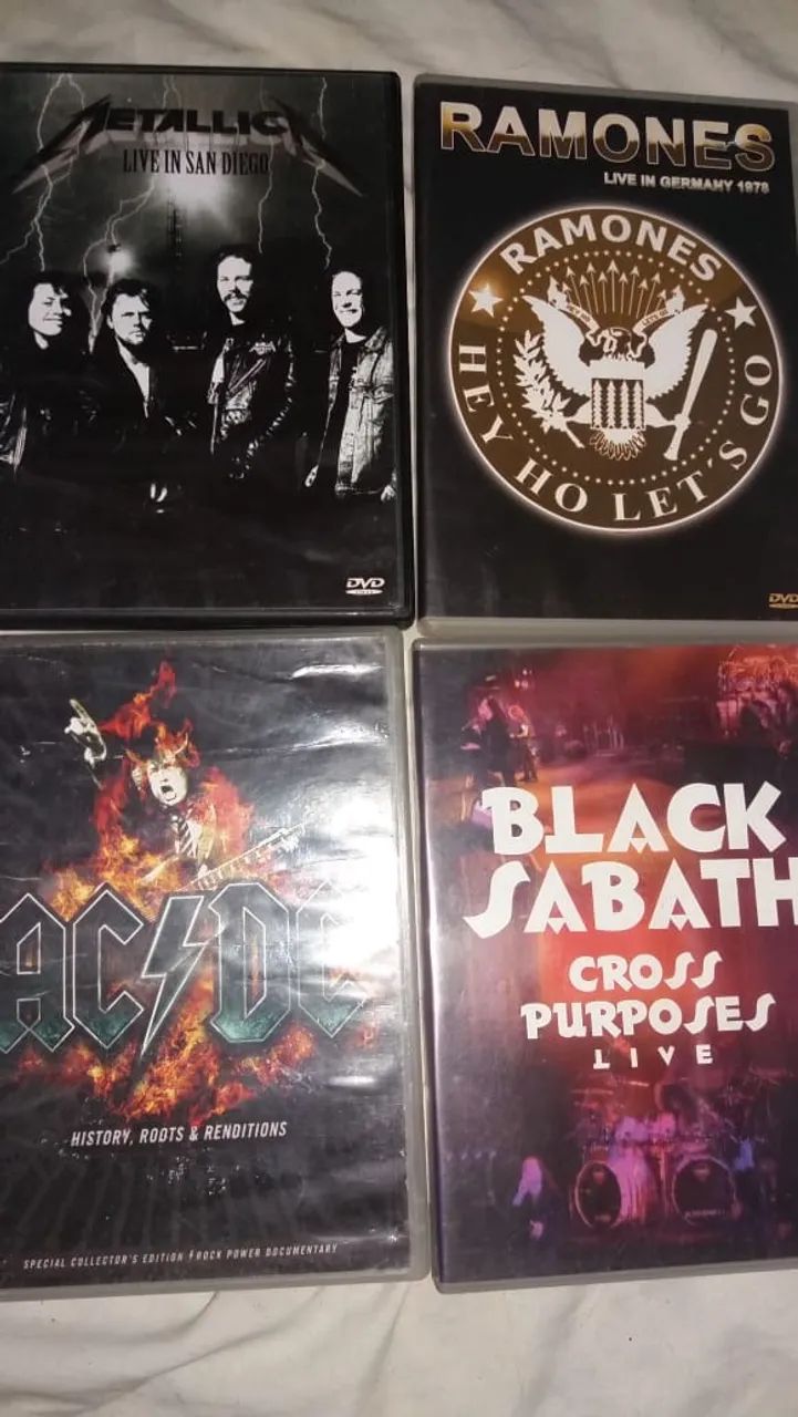 dvds de shows de rock acdc metalica black sabath ramones 