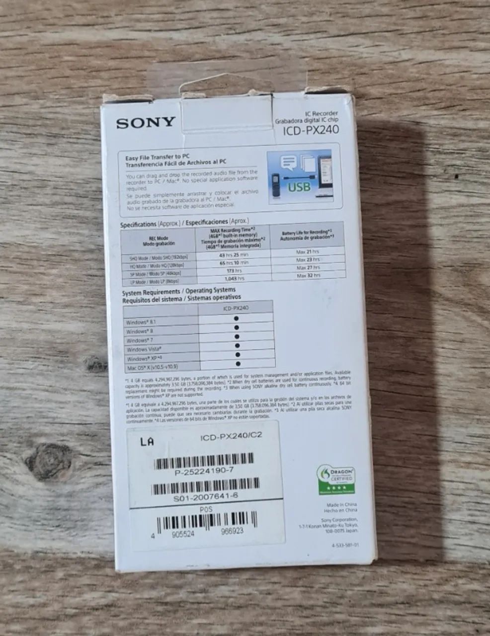 Gravador Digital Voz Sony LCD Px240 - Foto 4