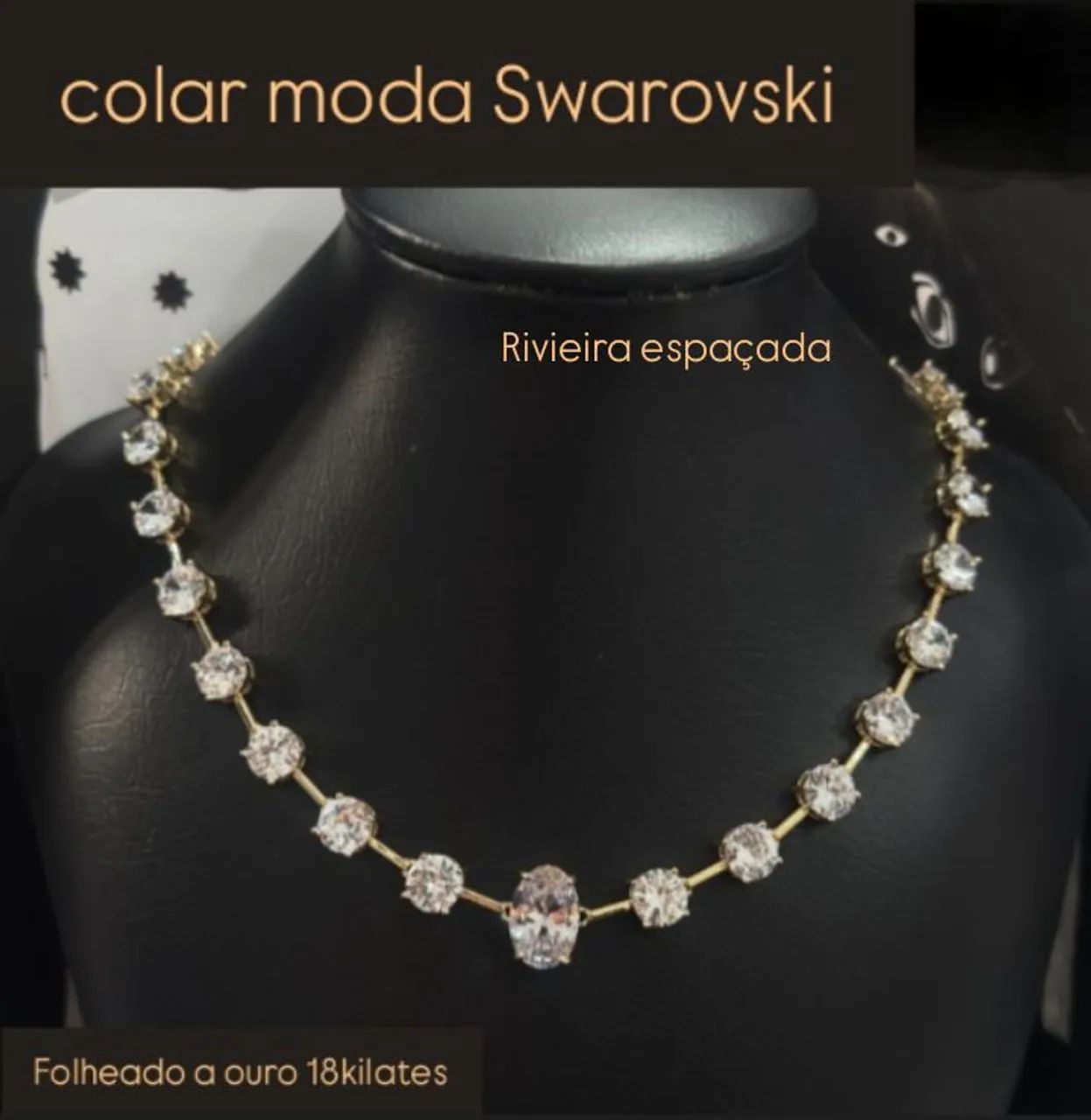 Kit Riviera Coração Swarovski Banho Ouro 18k - Foto 5