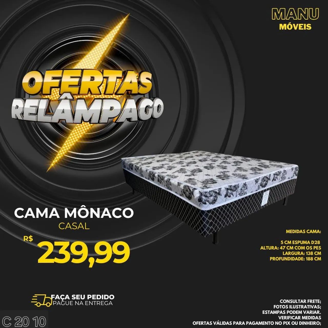 Cama Casal Mônaco com Espuma D28 - Oferta Relâmpago!