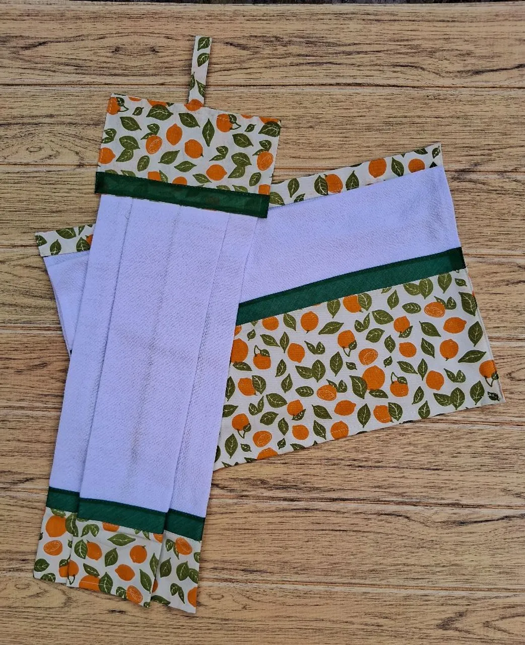 Kit de Panos de Prato Decorativos Laranja+bate mão