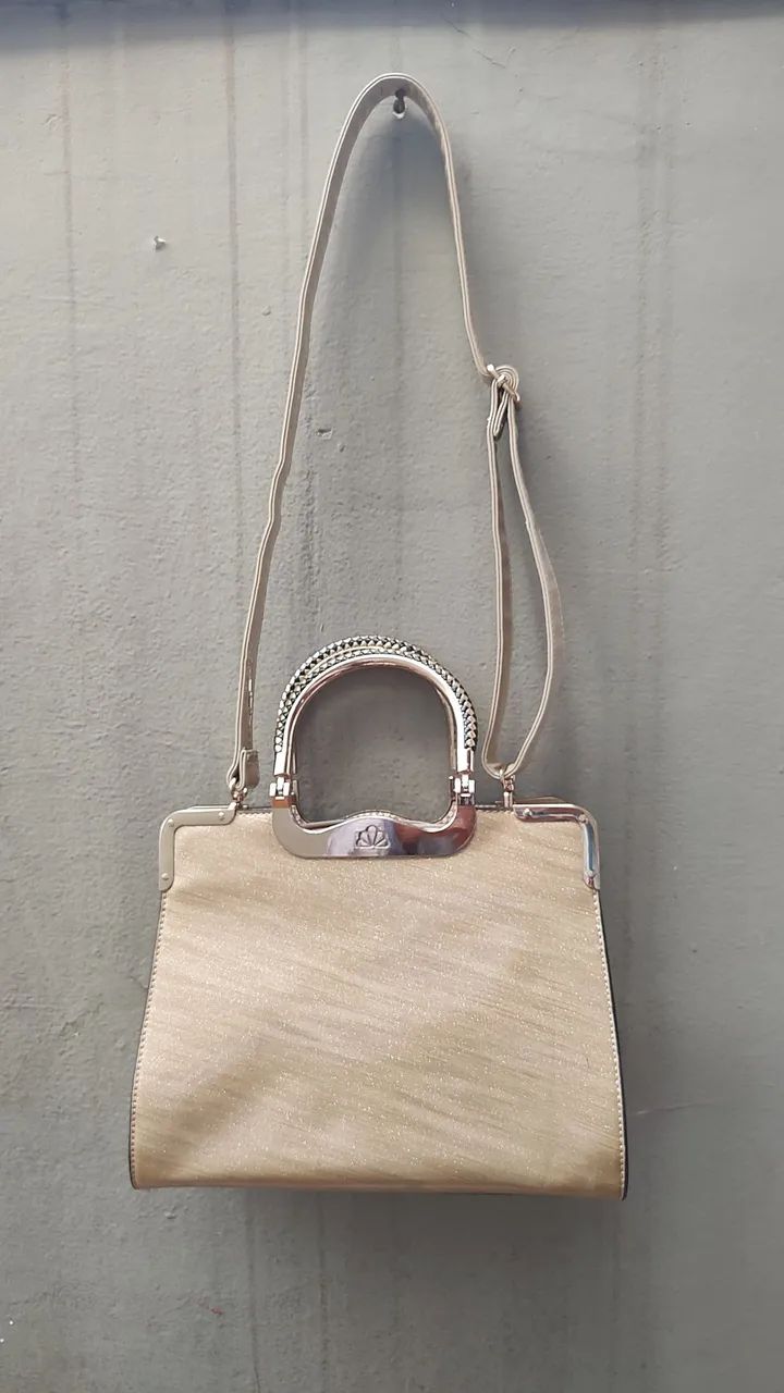 Bolsa de Ombro Dourada e bege W. Clouver 
