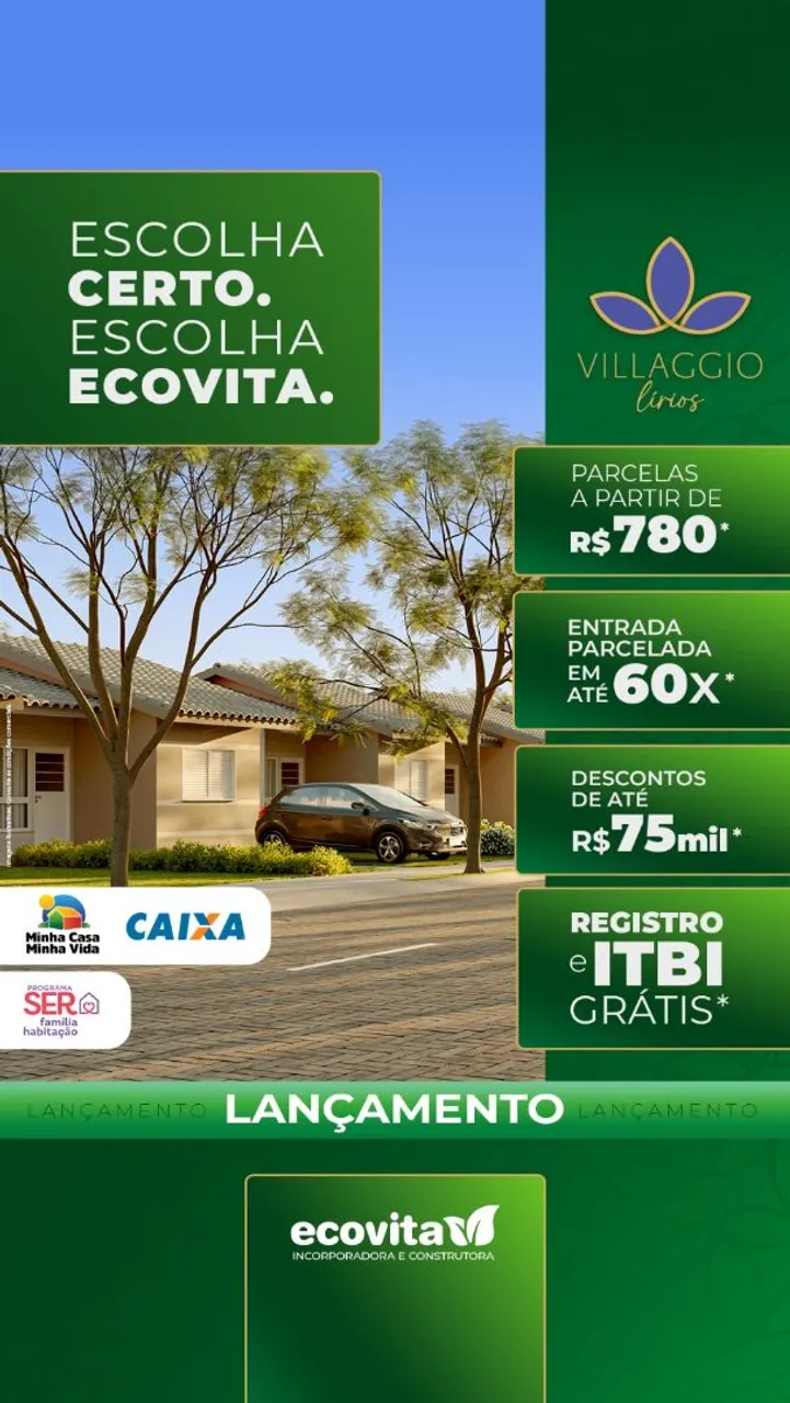 Vende-se casas em construção de 2/4 Villaggio Lilios em