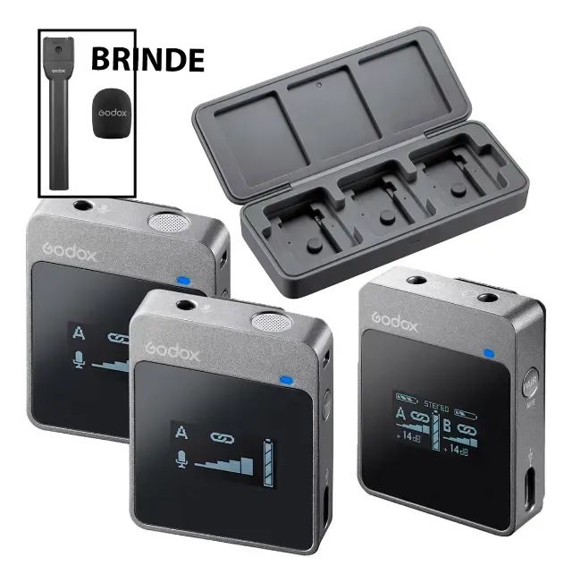 Microfone Portátil Sem Fio Godox Movelink M2 Cinza-escuro + Brinde 