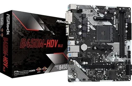 Placa-mãe Asrock Amd B450m-hdv R4.0 Am4 Hdmi Ddr4 Preto (Usada)