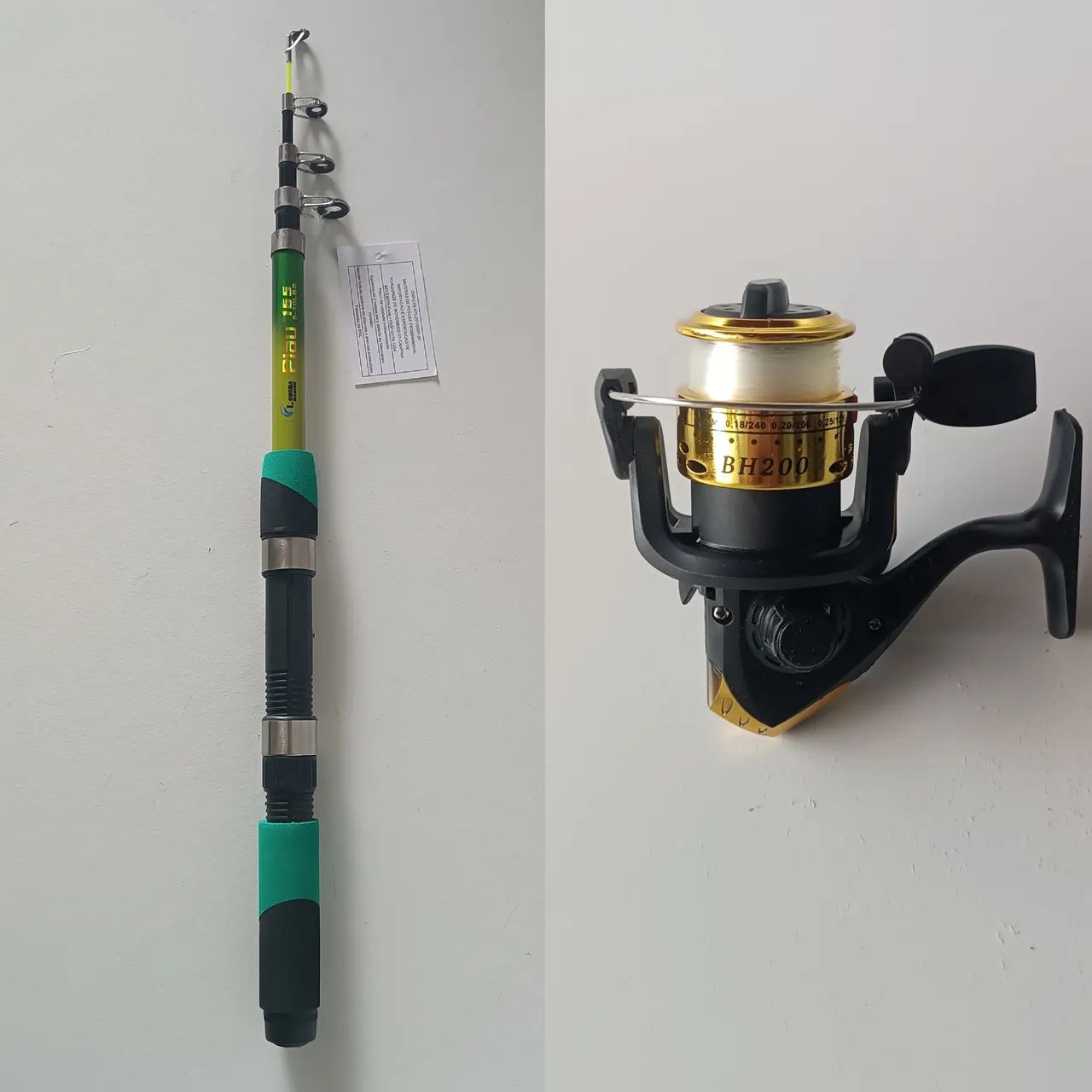 Kit vara telescópica e molinete novo