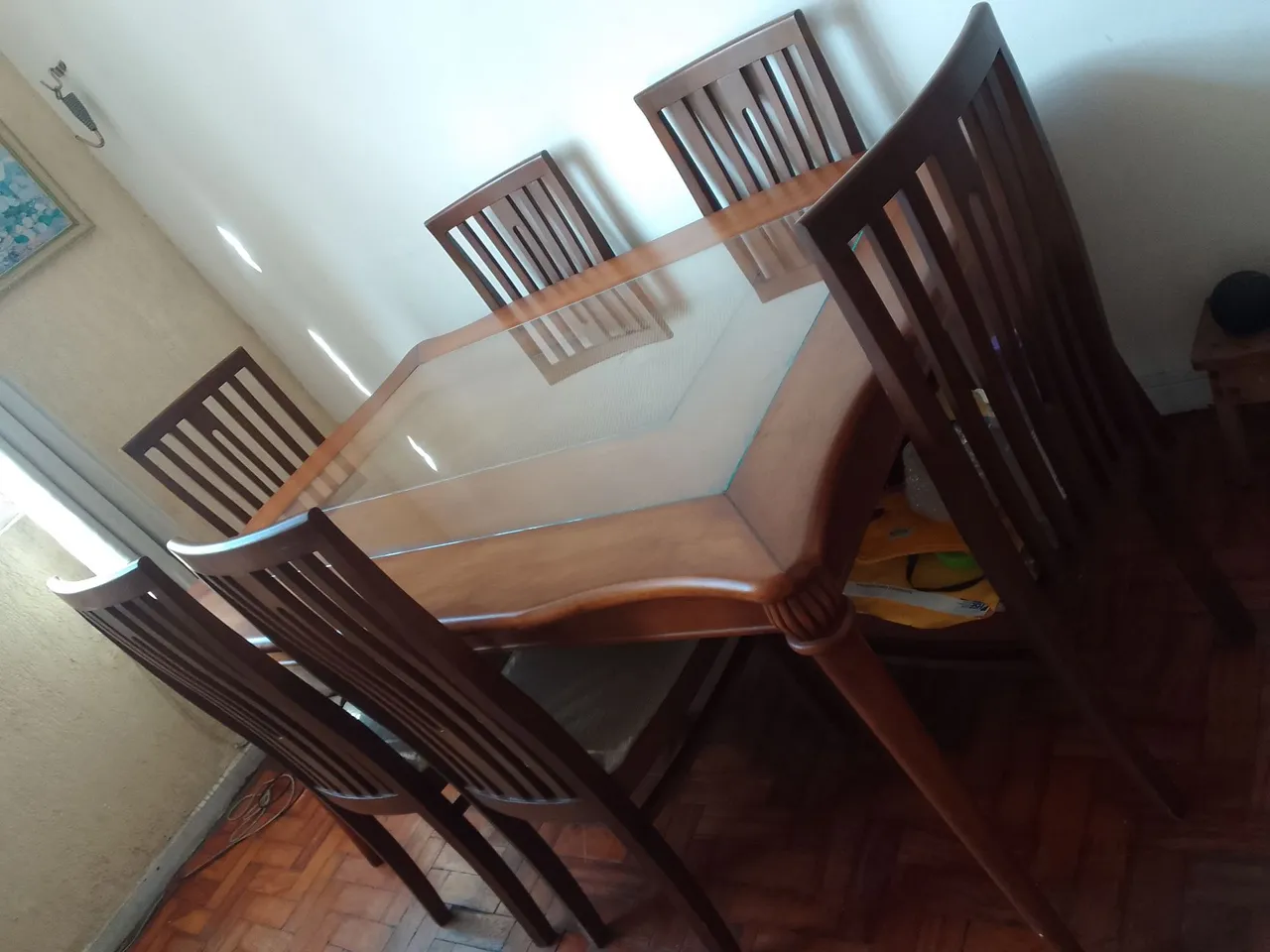 Mesa de Jantar com 6 Cadeiras em Madeira
