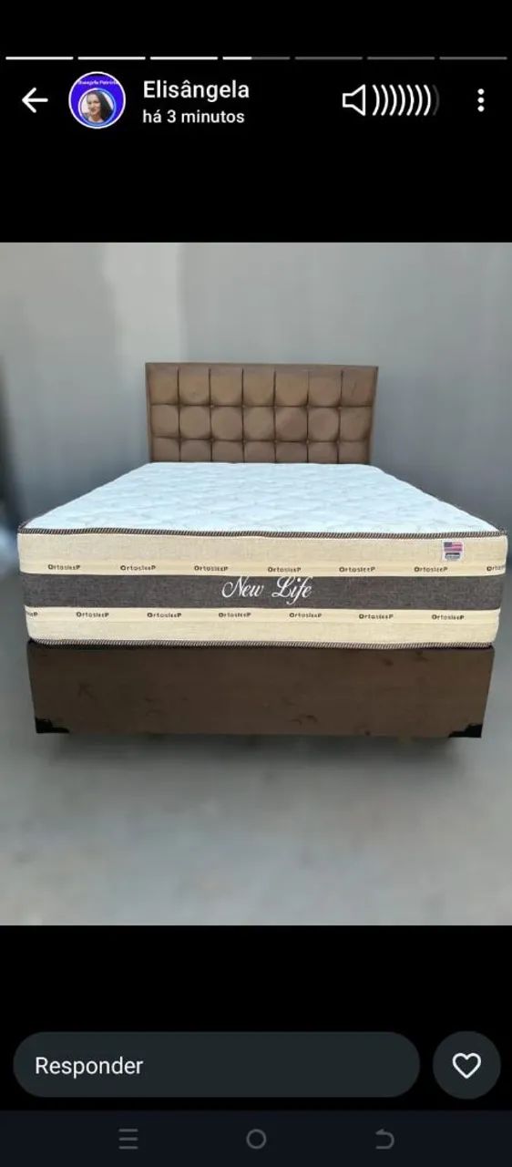 Cama queen size com colchão New Life confortável e alto