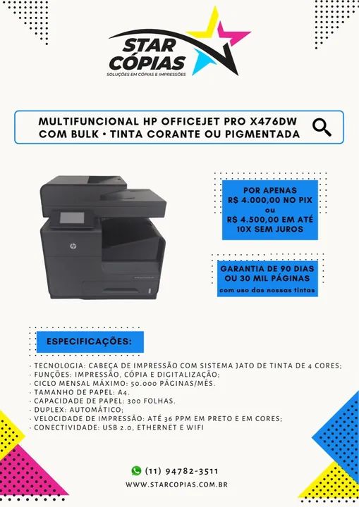 HP PageWide Pro 477DW   X452dw  X476Dw  - Foto 3
