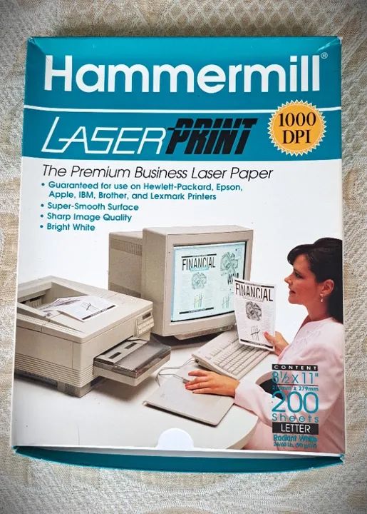 Papel Hammermill laser print 1000DPI 216mm x 279mm Na amazon o mesmo esta 104 reais