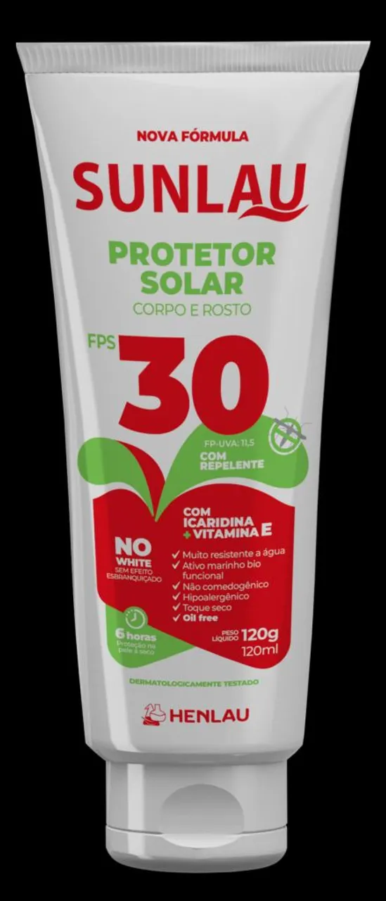 Protetor Solar Sunlau FPS30 com repelente Novo lacrado
