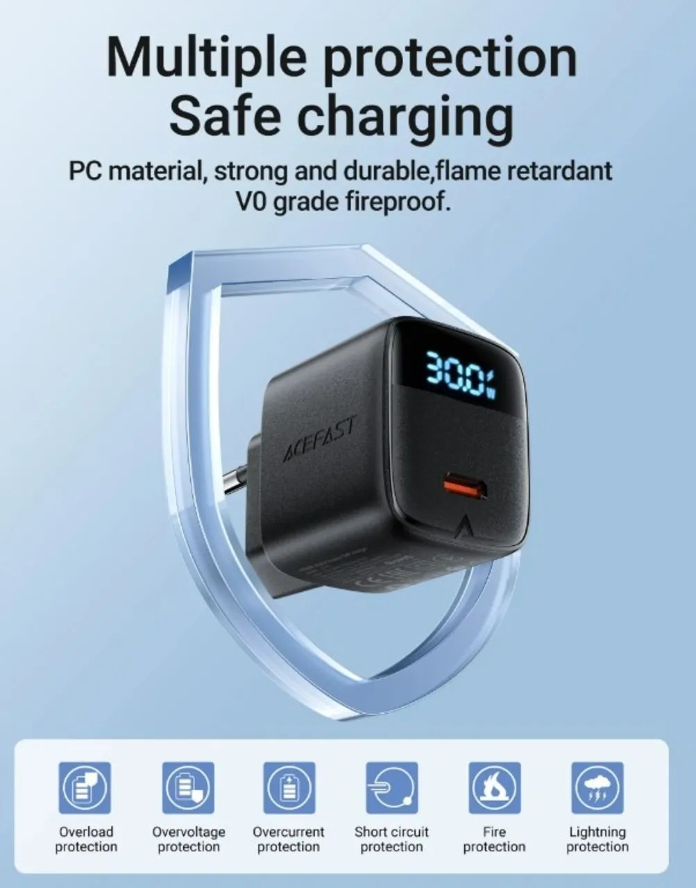 Carregador ACEFAST A115 PD30W GaN USB-C com display digital - Foto 6