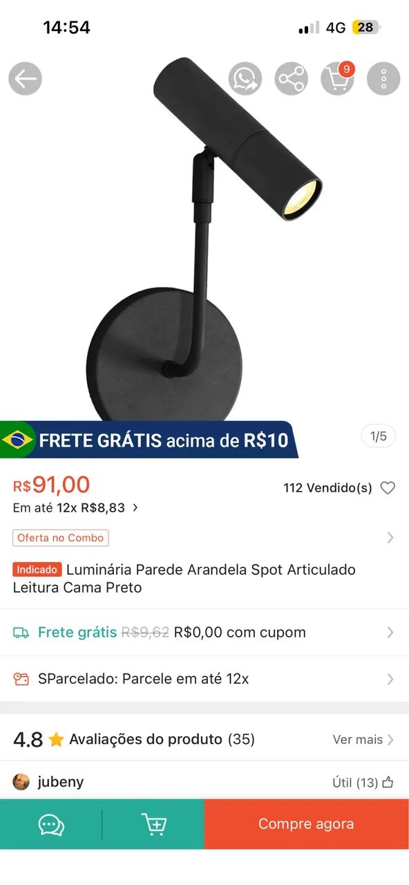 Luminária Parede Arandela Spot Articulado - Foto 2