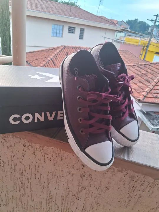 Converse All Star Couro vinho - Foto 2