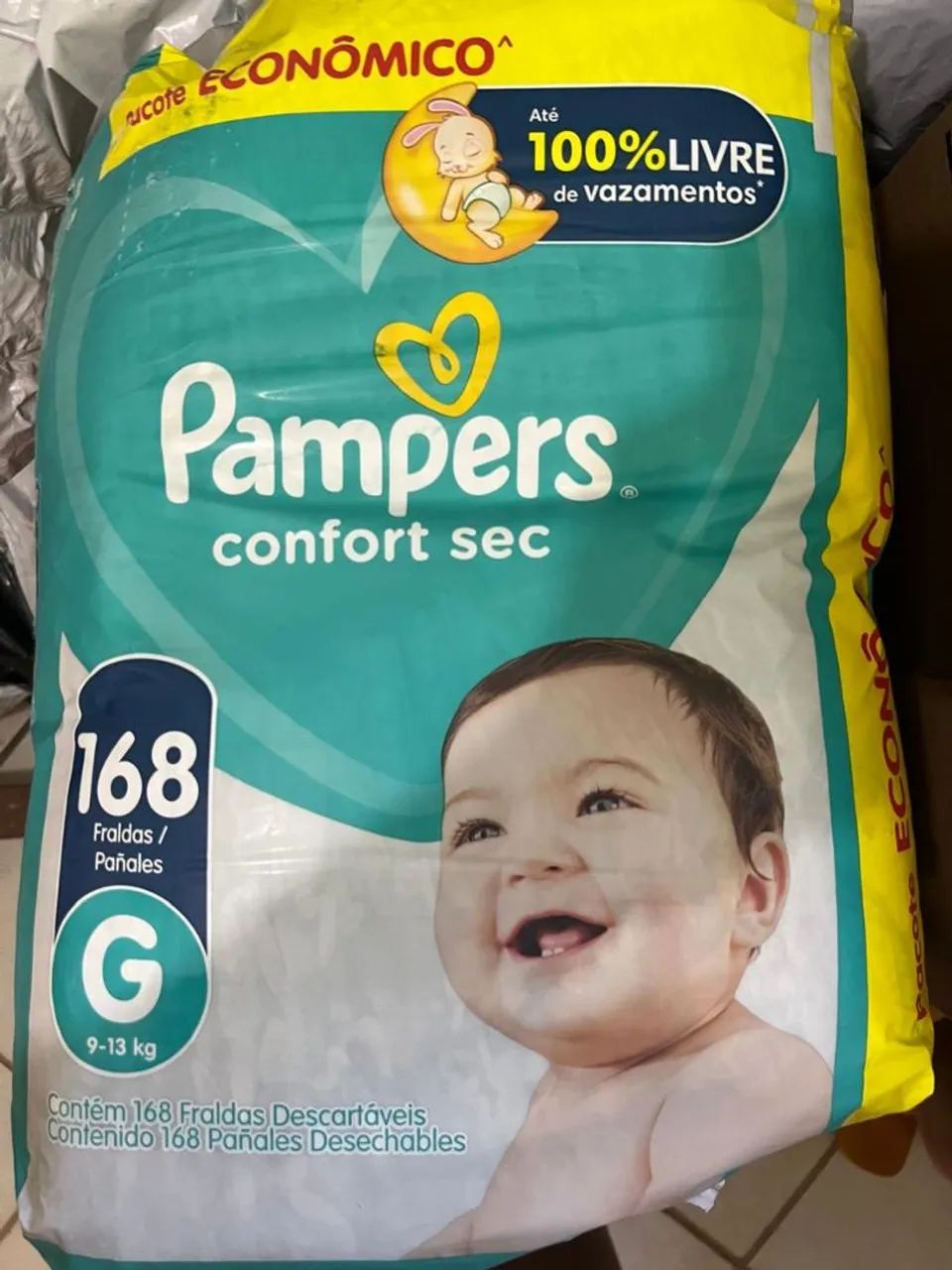 Fraldas Pampers Confort Sec Tamanho G - 168 unidades