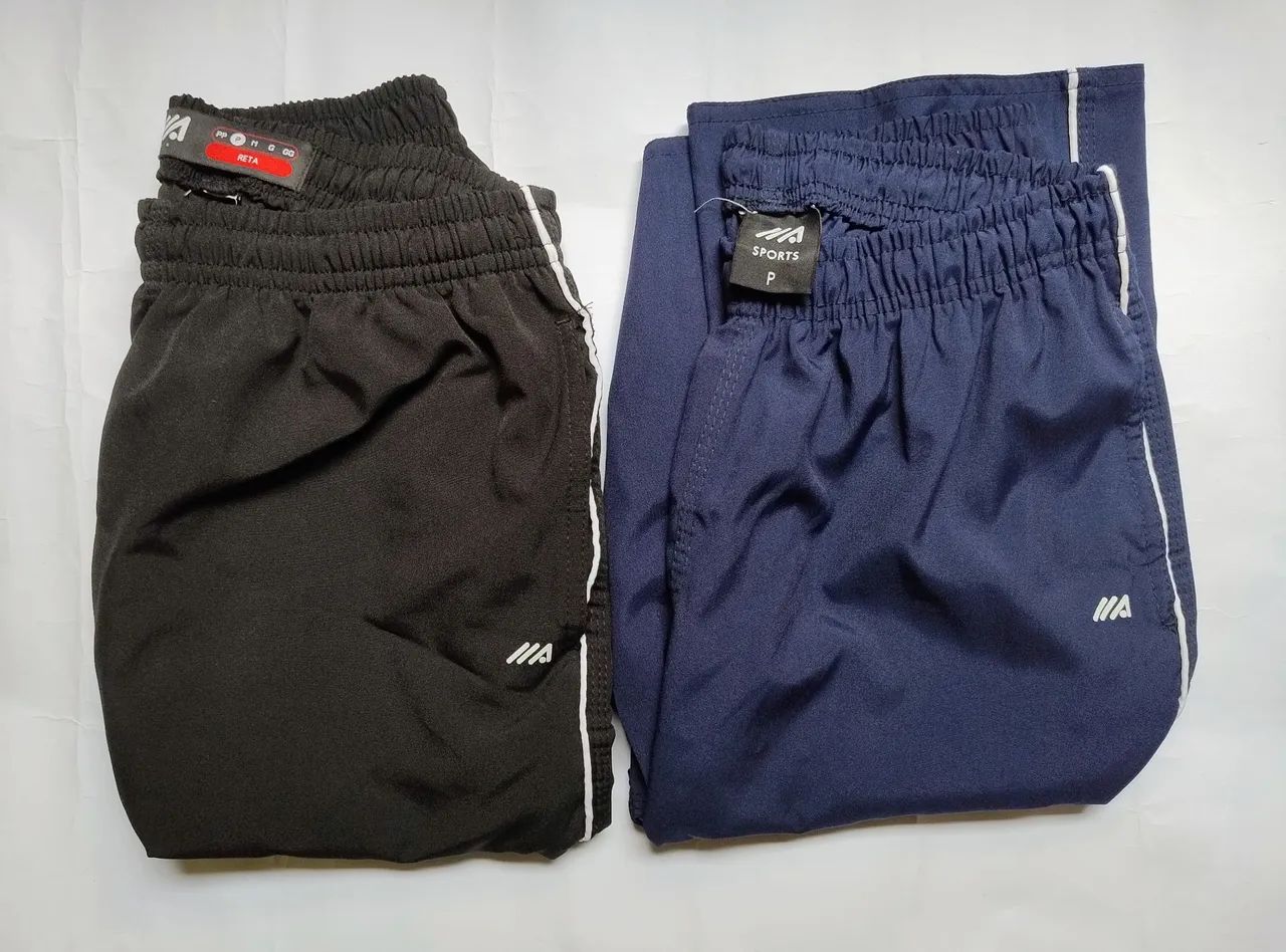 2 Calças esportivas azul e preta - P