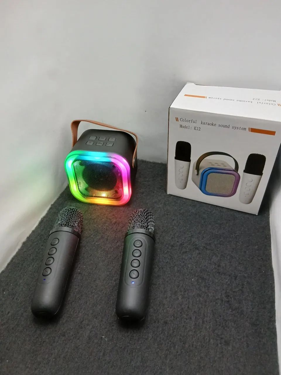 CAIXINHA DE SOM BLUETOOTH K12 RGB LED 2 MICROFONES. * NOVA * - Foto 4