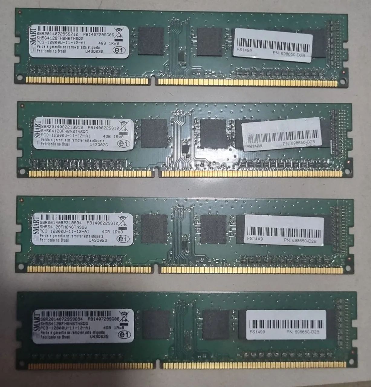 kit de 4 memórias RAM Smart DDR3 de 4GB
