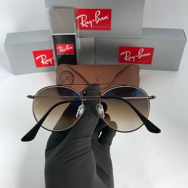 óculos de sol ray-ban ponte dupla coffee lentes de cristal - Foto 2
